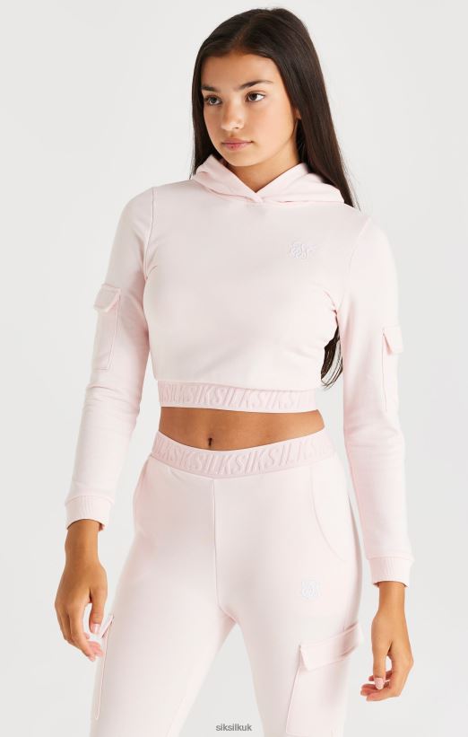 SikSilk Apparel 020XHH331 Taped Cargo Overhead Hood - Pink Girls