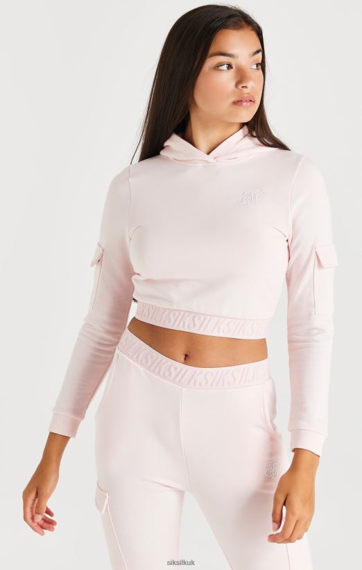 SikSilk Apparel 020XHH331 Taped Cargo Overhead Hood - Pink Girls