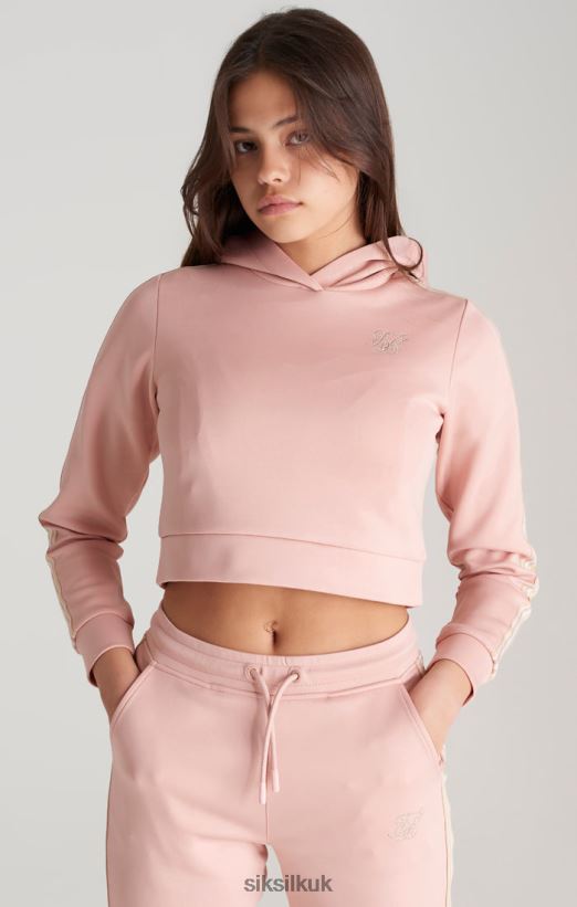 SikSilk Apparel 020XHH332 Pink Taped Cropped Hoodie Girls