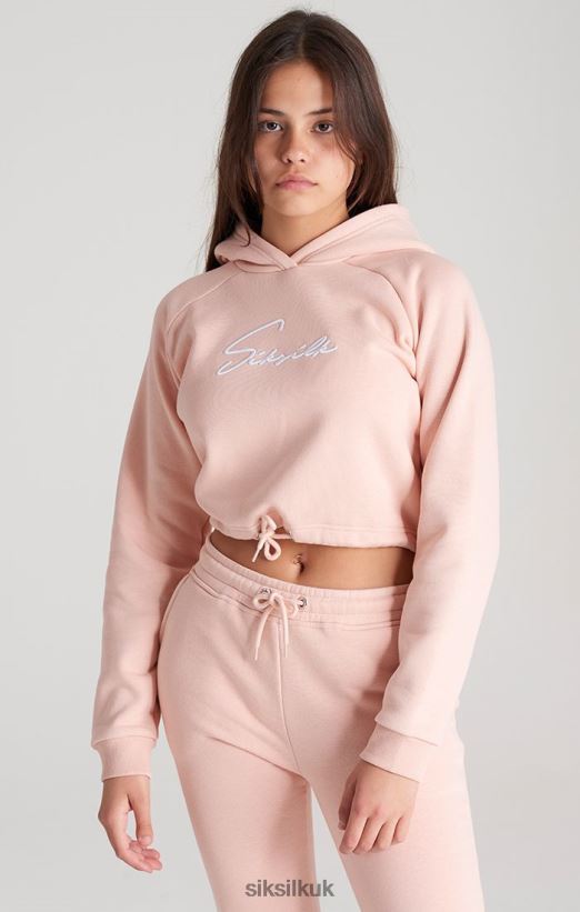 SikSilk Apparel 020XHH333 Pink Signature Cropped Hoodie Girls