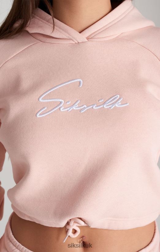 SikSilk Apparel 020XHH333 Pink Signature Cropped Hoodie Girls