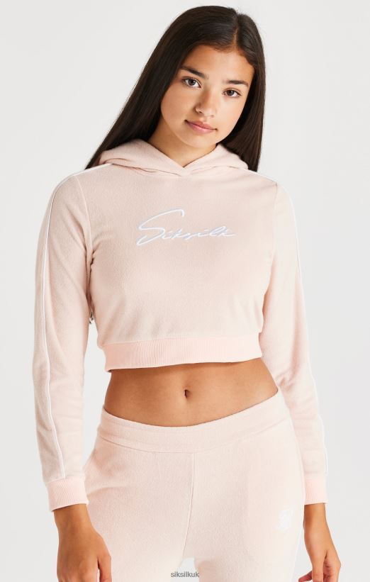 SikSilk Apparel 020XHH334 Signature Towelling Cropped Hood - Pink Girls