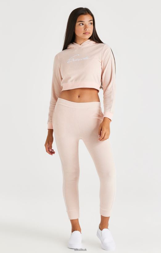 SikSilk Apparel 020XHH334 Signature Towelling Cropped Hood - Pink Girls