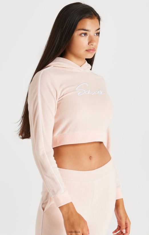 SikSilk Apparel 020XHH334 Signature Towelling Cropped Hood - Pink Girls