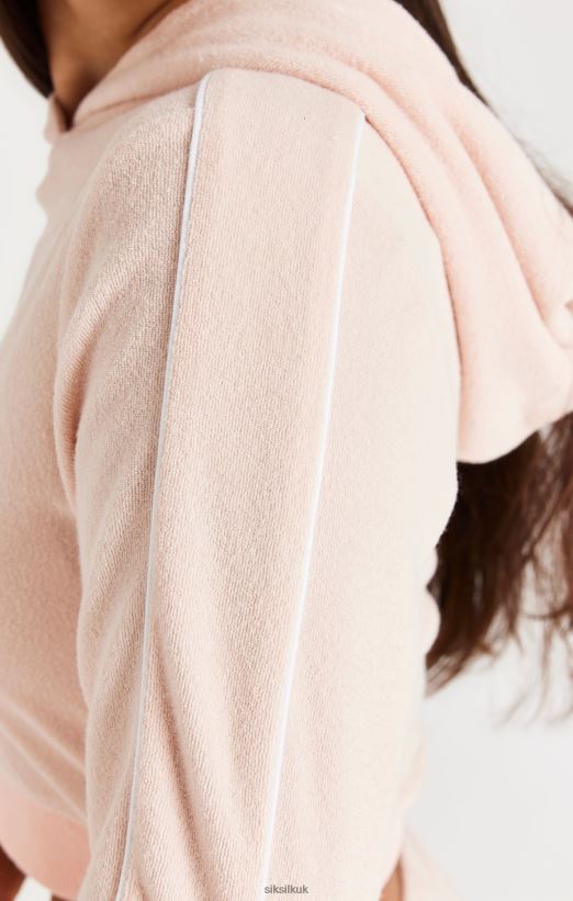 SikSilk Apparel 020XHH334 Signature Towelling Cropped Hood - Pink Girls