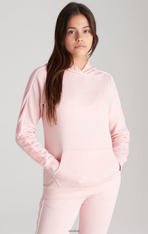 SikSilk Apparel 020XHH336 Pink Velour Taped Hoodie Girls