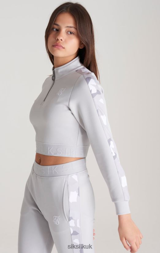 SikSilk Apparel 020XHH338 Grey Camo Panelled Track Top Girls