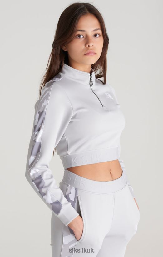 SikSilk Apparel 020XHH338 Grey Camo Panelled Track Top Girls