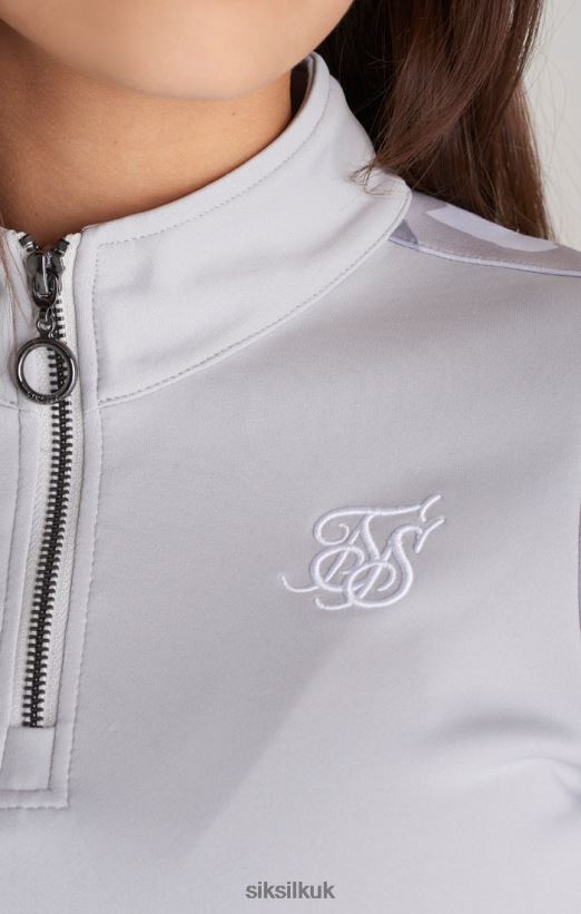 SikSilk Apparel 020XHH338 Grey Camo Panelled Track Top Girls