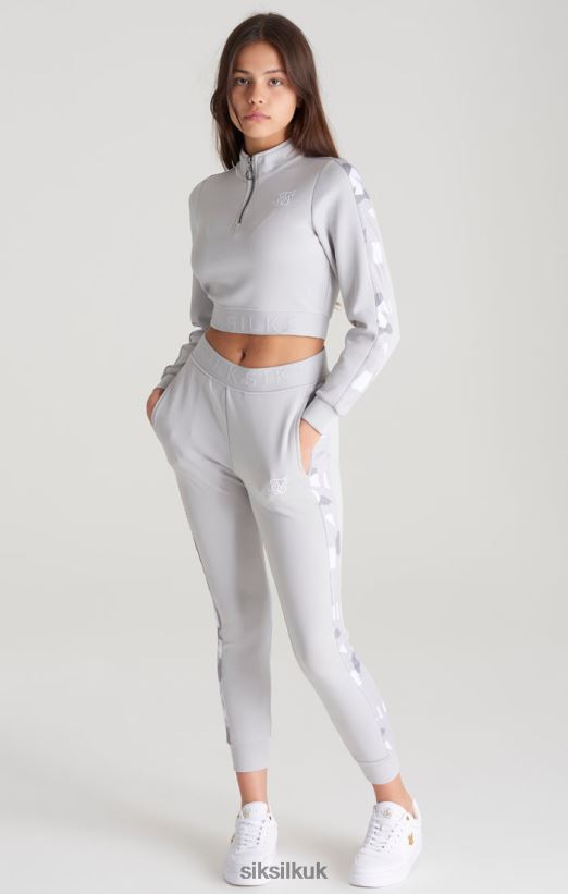 SikSilk Apparel 020XHH338 Grey Camo Panelled Track Top Girls
