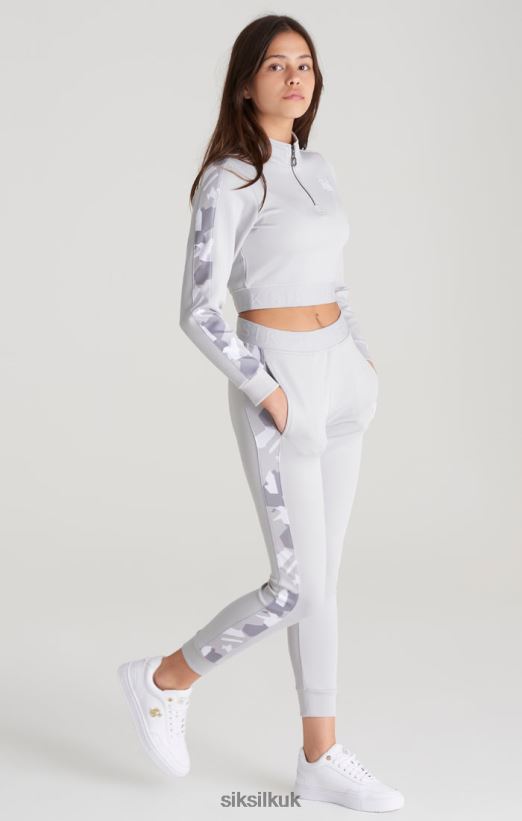 SikSilk Apparel 020XHH338 Grey Camo Panelled Track Top Girls