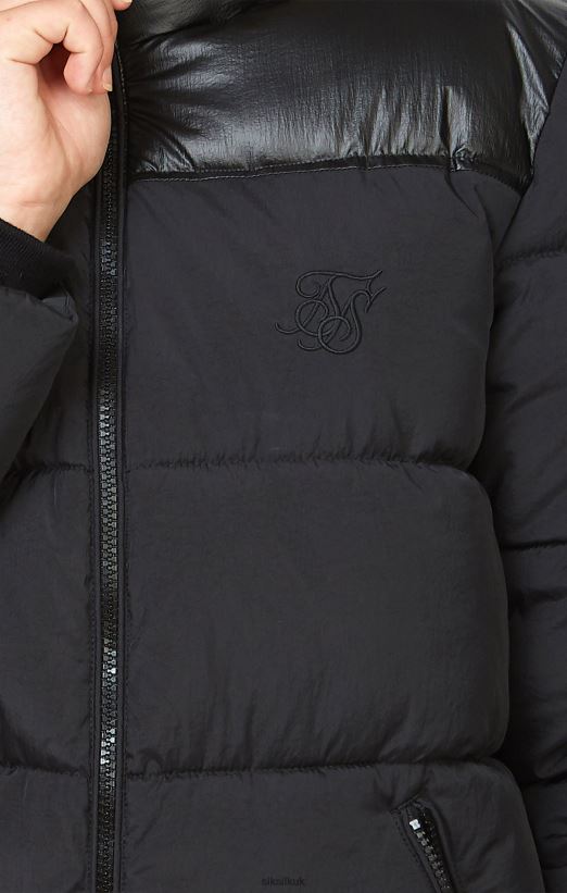 SikSilk Apparel 020XHH340 Black Zip Through Bubble Jacket Girls