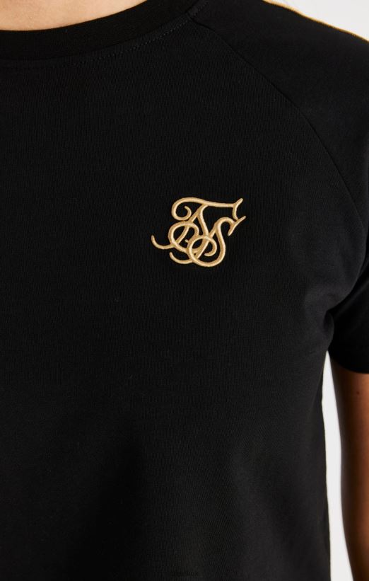 SikSilk Apparel 020XHH316 Metallic Taped Raglan Tee - Black Girls