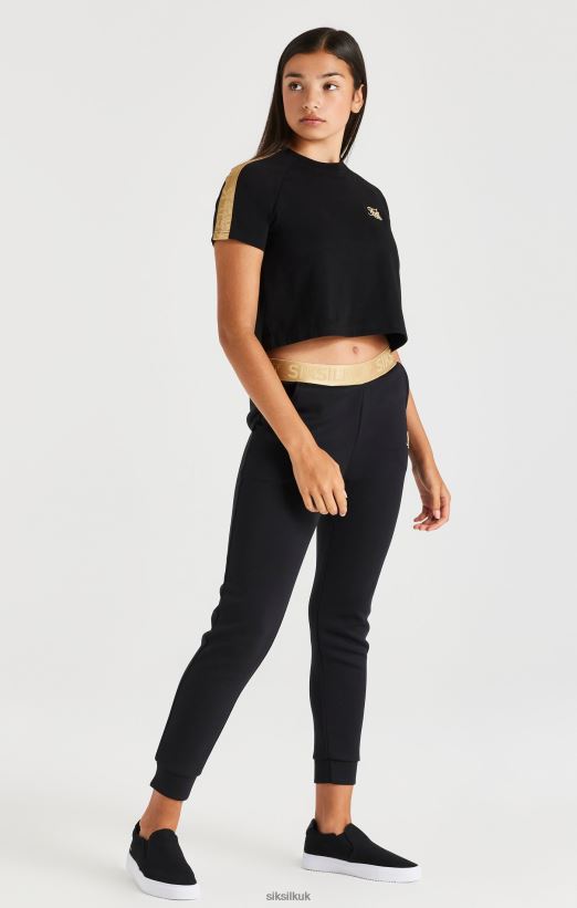 SikSilk Apparel 020XHH316 Metallic Taped Raglan Tee - Black Girls