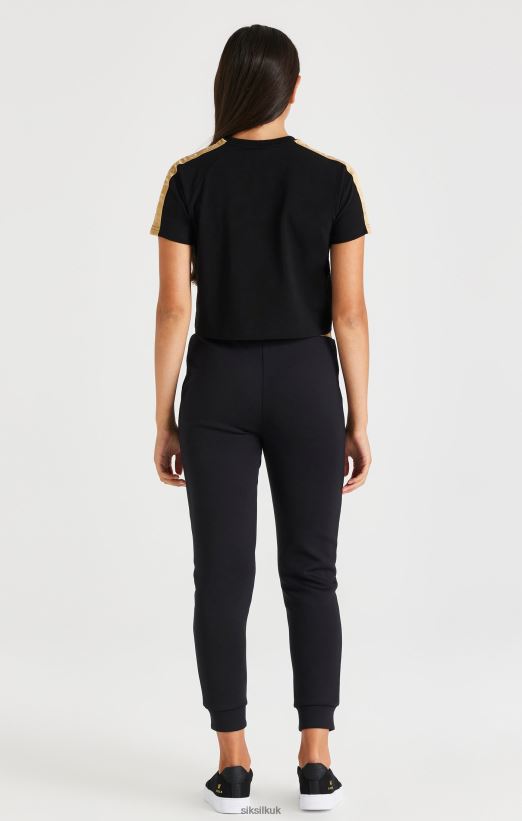 SikSilk Apparel 020XHH316 Metallic Taped Raglan Tee - Black Girls