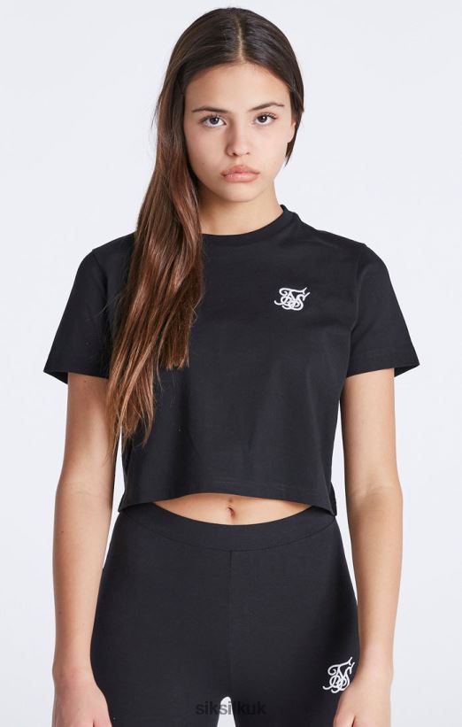 SikSilk Apparel 020XHH320 Black Essentials Cropped T-Shirt Girls