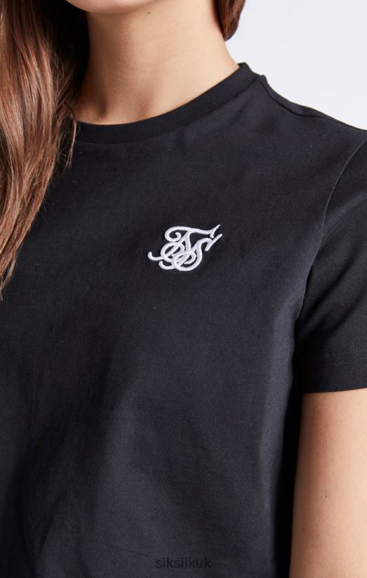 SikSilk Apparel 020XHH320 Black Essentials Cropped T-Shirt Girls