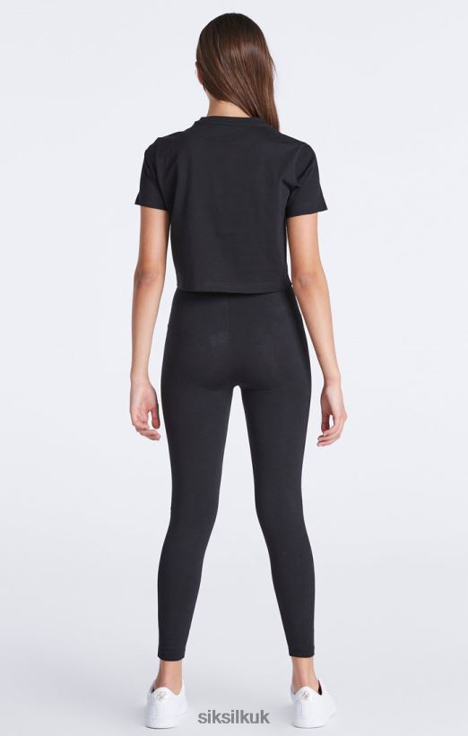 SikSilk Apparel 020XHH320 Black Essentials Cropped T-Shirt Girls