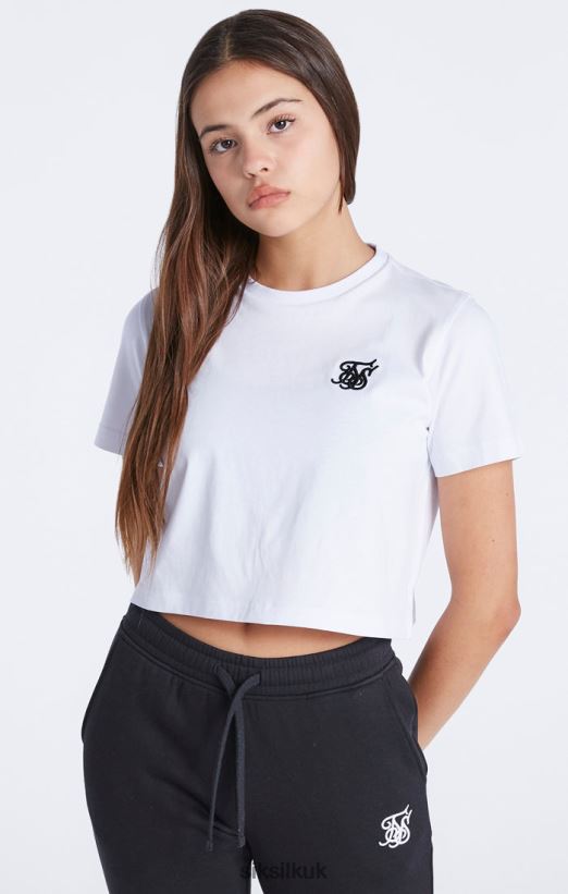 SikSilk Apparel 020XHH321 White Essentials Cropped T-Shirt Girls
