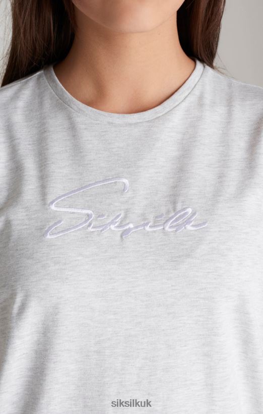 SikSilk Apparel 020XHH322 Grey Marl Signature Boyfriend T-Shirt Girls