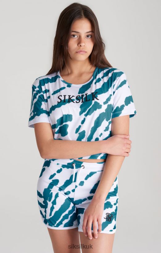 SikSilk Apparel 020XHH323 White Tie Dye Cropped T-Shirt Girls