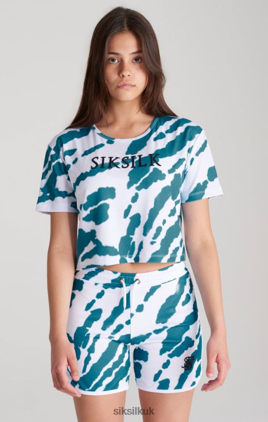 SikSilk Apparel 020XHH323 White Tie Dye Cropped T-Shirt Girls