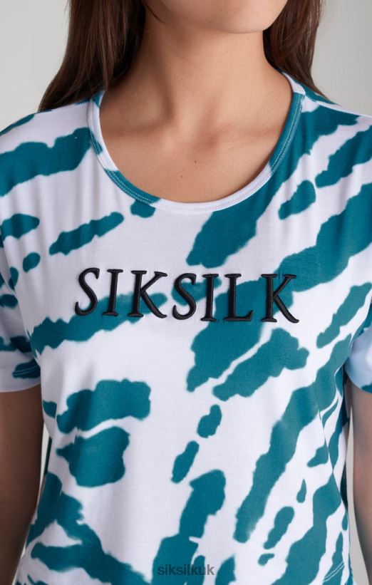 SikSilk Apparel 020XHH323 White Tie Dye Cropped T-Shirt Girls
