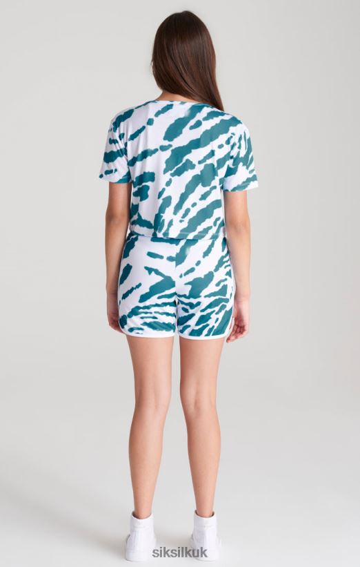 SikSilk Apparel 020XHH323 White Tie Dye Cropped T-Shirt Girls