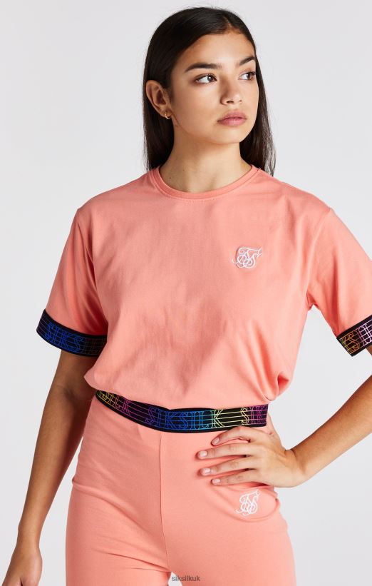 SikSilk Apparel 020XHH326 Coral Taped Crop T-Shirt Girls