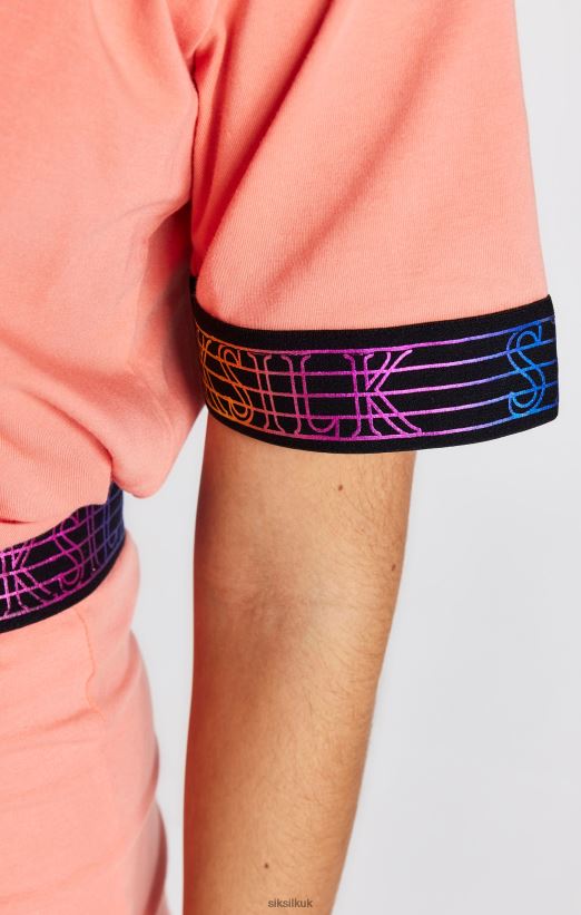 SikSilk Apparel 020XHH326 Coral Taped Crop T-Shirt Girls