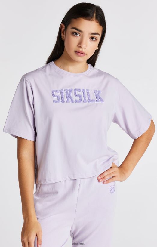 SikSilk Apparel 020XHH327 Purple Varsity Logo Crop T-Shirt Girls