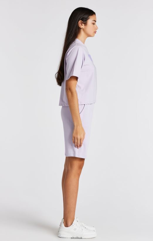 SikSilk Apparel 020XHH327 Purple Varsity Logo Crop T-Shirt Girls