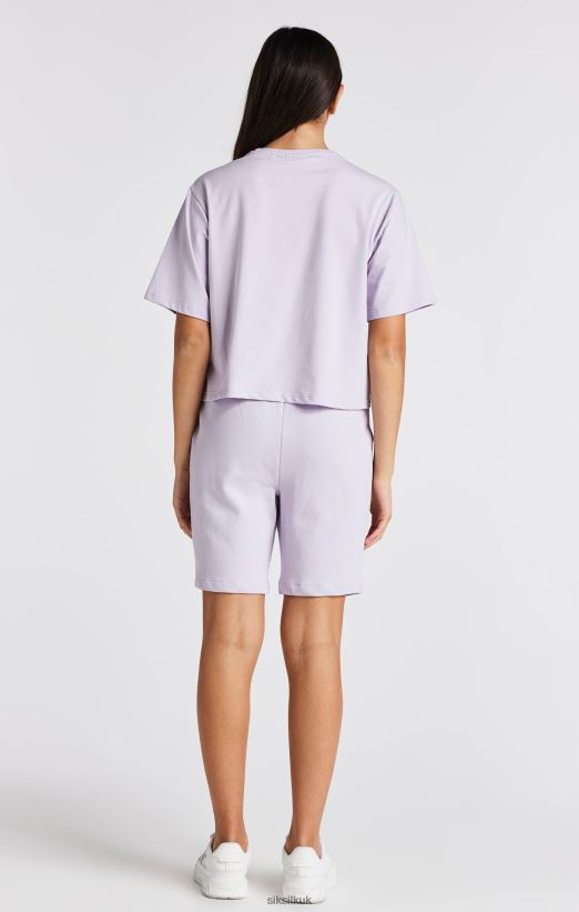 SikSilk Apparel 020XHH327 Purple Varsity Logo Crop T-Shirt Girls