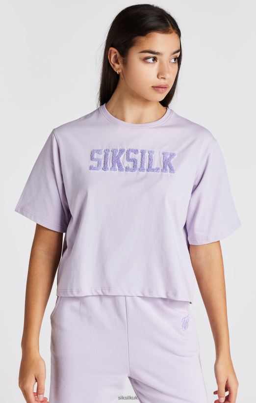 SikSilk Apparel 020XHH327 Purple Varsity Logo Crop T-Shirt Girls