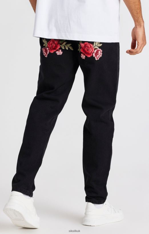 SikSilk Apparel 020XHH542 Black Rose Straight Cut Denim Men