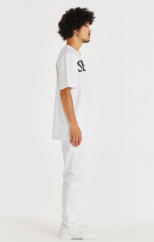 SikSilk Apparel 020XHH547 White Straight Cut Denim Men