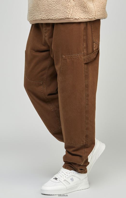 SikSilk Apparel 020XHH549 Brown Straight Fit Carpenter Denim Men