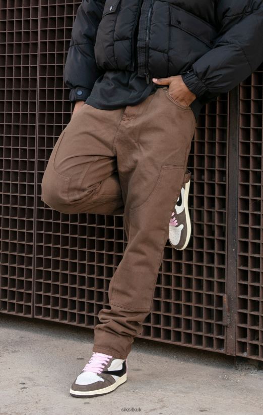 SikSilk Apparel 020XHH549 Brown Straight Fit Carpenter Denim Men