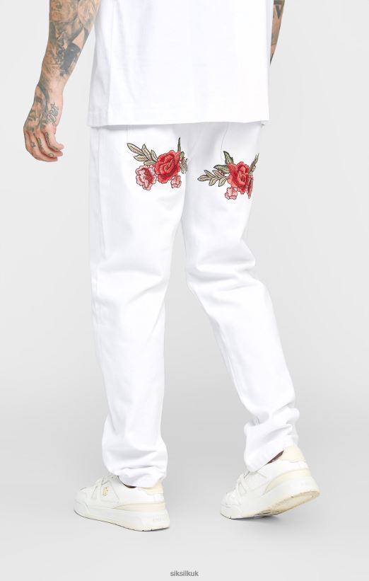 SikSilk Apparel 020XHH550 White Rose Straight Cut Denim Men