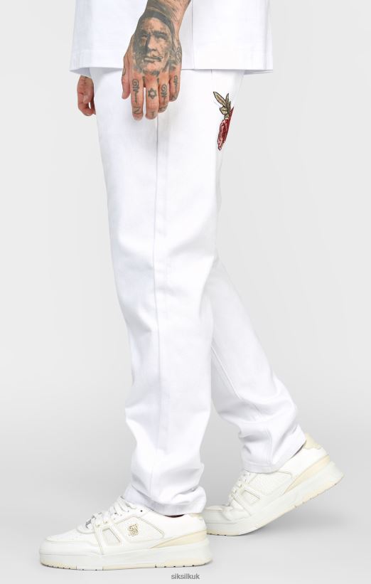 SikSilk Apparel 020XHH550 White Rose Straight Cut Denim Men