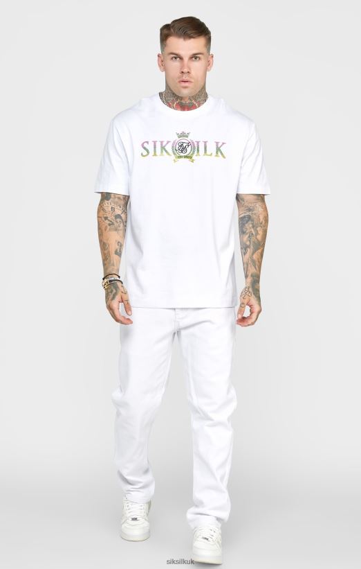 SikSilk Apparel 020XHH550 White Rose Straight Cut Denim Men