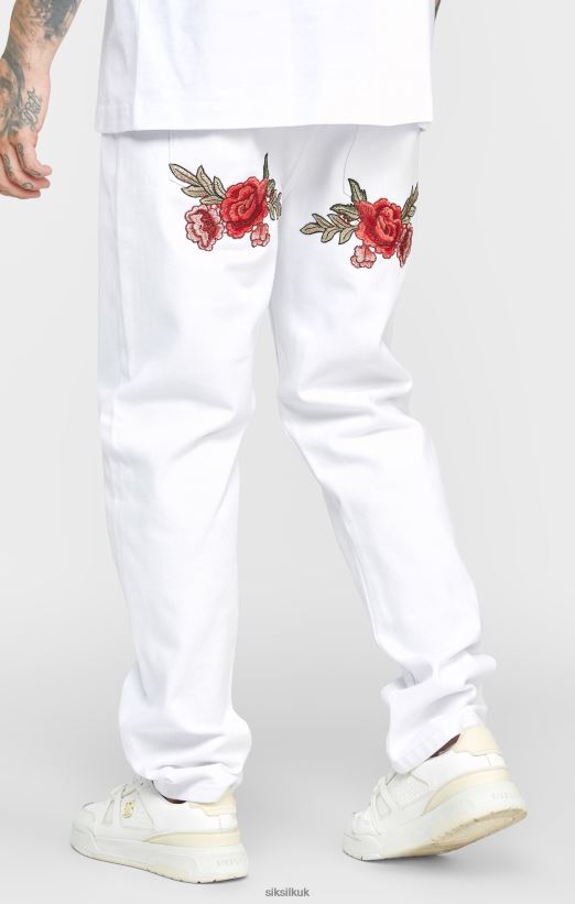 SikSilk Apparel 020XHH550 White Rose Straight Cut Denim Men