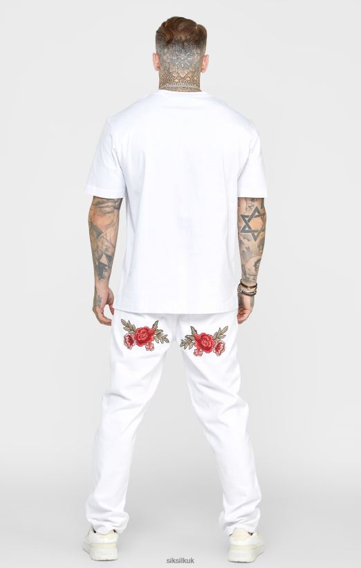 SikSilk Apparel 020XHH550 White Rose Straight Cut Denim Men