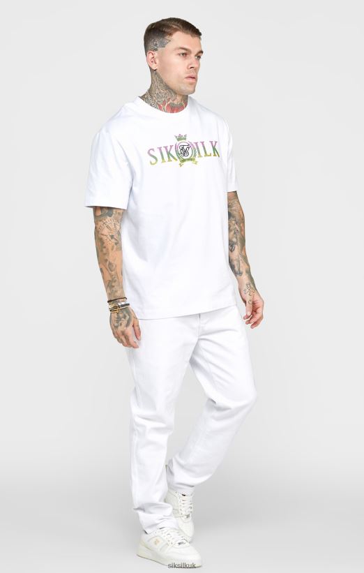 SikSilk Apparel 020XHH550 White Rose Straight Cut Denim Men