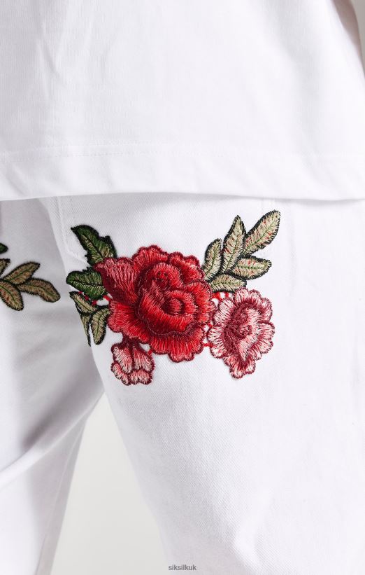 SikSilk Apparel 020XHH550 White Rose Straight Cut Denim Men