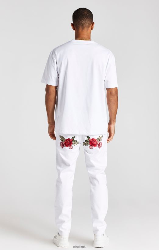 SikSilk Apparel 020XHH550 White Rose Straight Cut Denim Men
