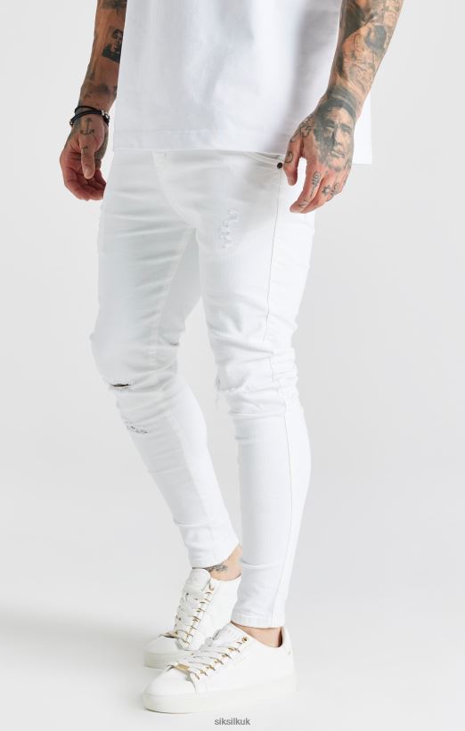 SikSilk Apparel 020XHH553 White Essential Distressed Skinny Jean Men