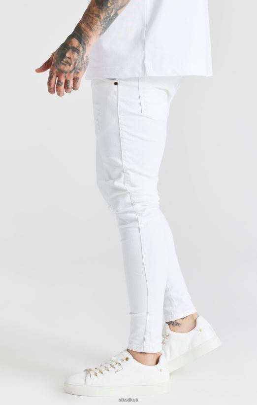 SikSilk Apparel 020XHH553 White Essential Distressed Skinny Jean Men