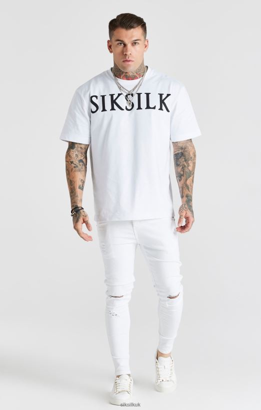SikSilk Apparel 020XHH553 White Essential Distressed Skinny Jean Men