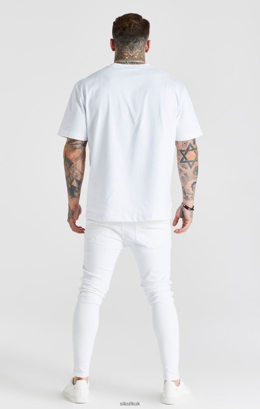 SikSilk Apparel 020XHH553 White Essential Distressed Skinny Jean Men